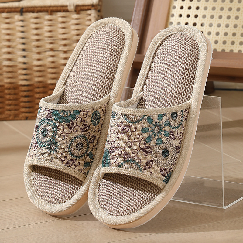 Picture of 2025 New Hotel Cotton and Linen Slippers for Women Spring, Autumn and Summer Home Couples Linen Thick-Soled Four Seasons Sandals and Slippers