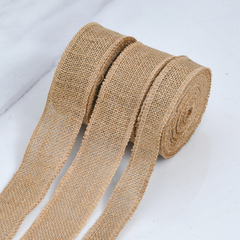 Woven Primary Color Jute Ribbon Linen Ribbon with Hesleen Belt DIY Material Christmas Tree Decoration Tie Belt Christmas Ribbon