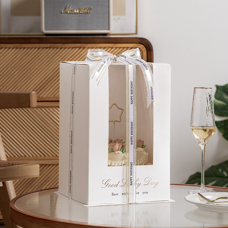 6-inch birthday cake box 6-inch three-layer raised mousse cake packaging box bronzing 4/5 inch cake packaging box