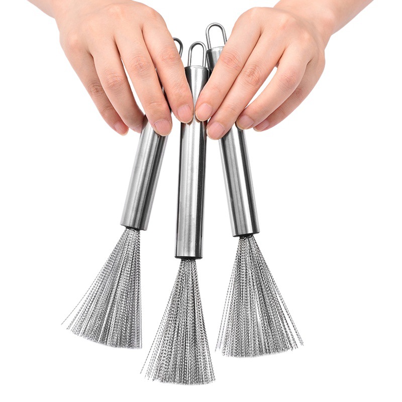 Stainless Steel Pot Brush Wholesale Long Handle Cleaning Brush Kitchen Cleaning Kitchen Utensils Wire Brush Household Pot Washing Dish Brush