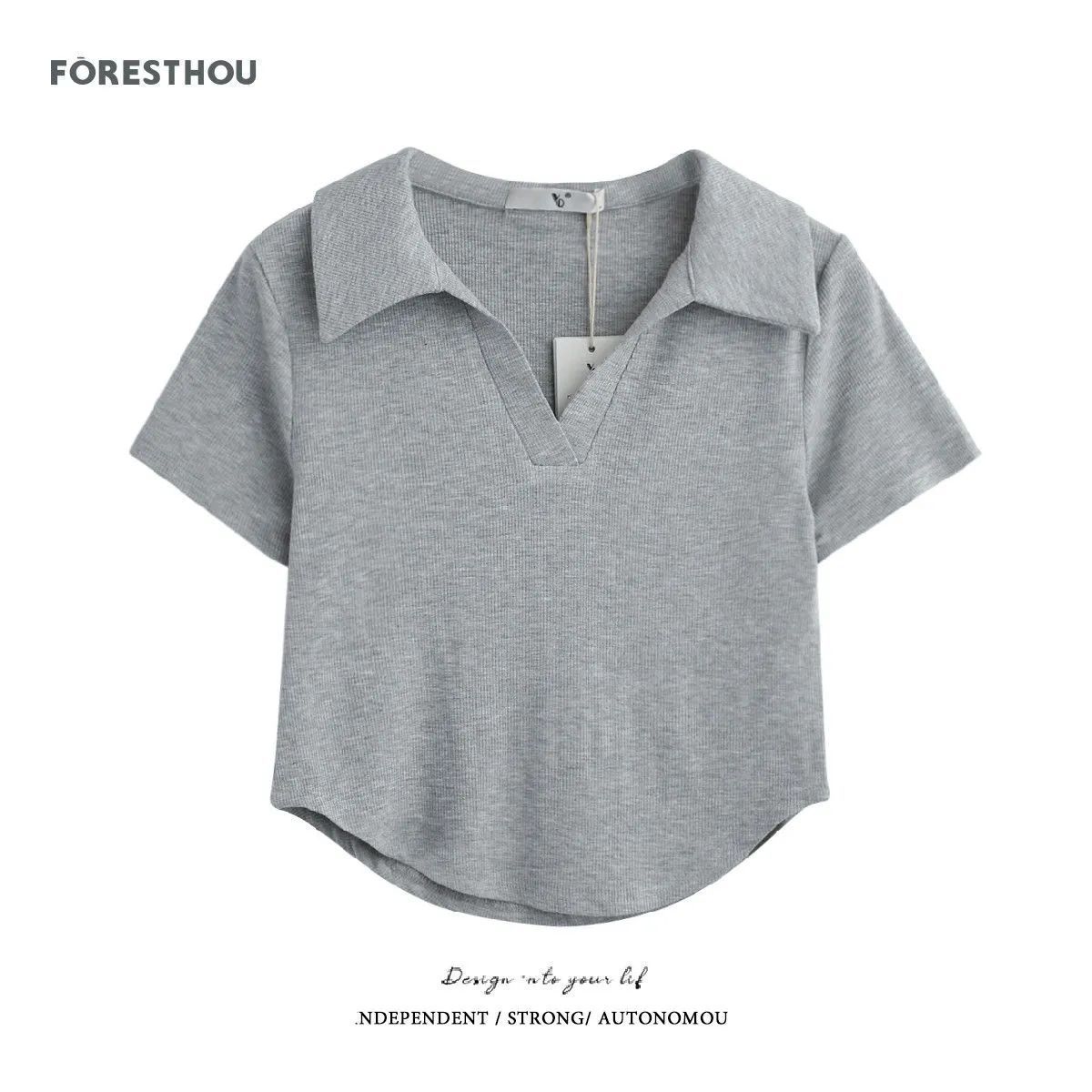 Pure Want Bm Style Short Sleeve V-neck T-shirt Women's Summer New Slim-fit Design Sense Niche Irregular Short Hot Girl Top
