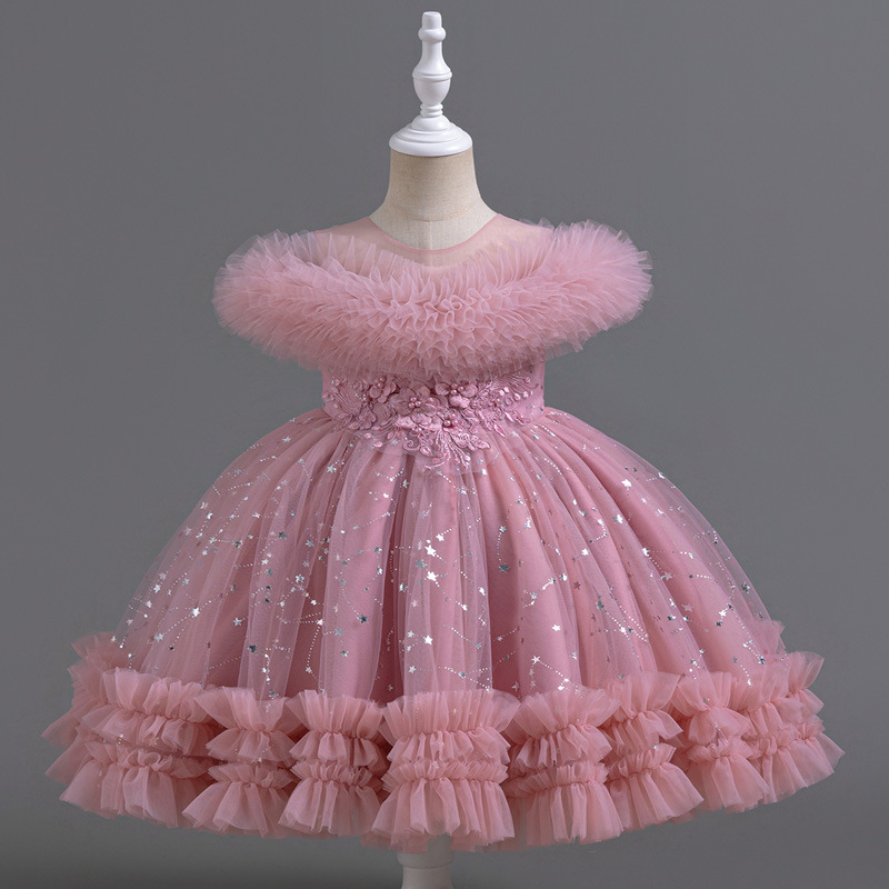 Girl's Tutu Dress Summer European and American Flower Girl's Wedding Princess Dress Girl's Birthday Piano Performance Dress