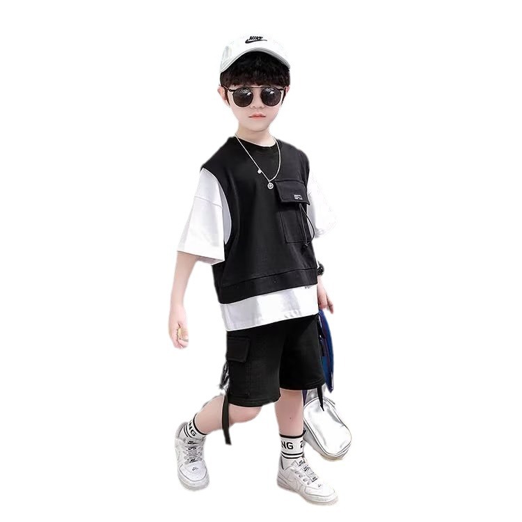 Picture of Children's Clothing Boy's Suit Summer Short-sleeved 2024 New Style Fashionable Western Style Boy's Handsome Clothes Summer Clothes