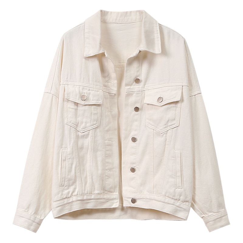 Cross-border Denim Jacket Women's 2022 Spring and Autumn New Korean Loose BF Style Retro White Long Sleeve Jacket Trendy
