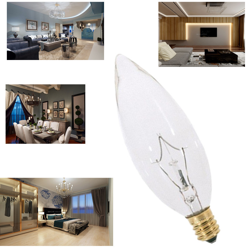 Picture of C32 120V60W Screw E12 Standard Incandescent Lamp Transparent Candle Bulb Chandelier Bulb Dimmable