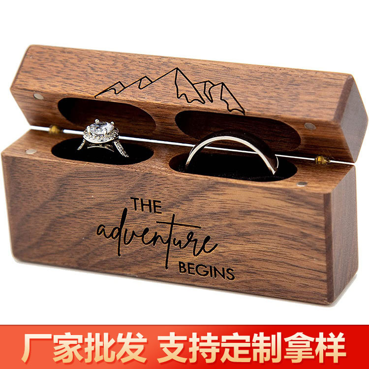 Wooden Ring Box Rectangular Ring Box Magnetic Ring Jewelry Box Jewelry Small Earrings Earrings Jewelry Storage Box
