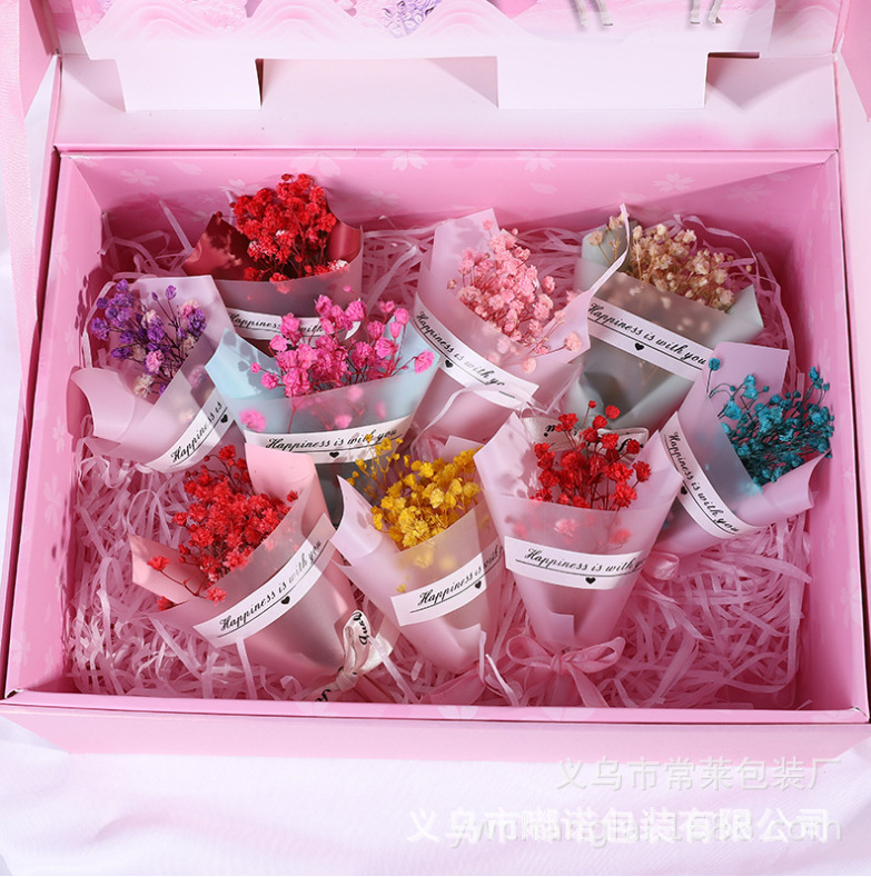 Mini artificial bouquet handmade dried flower starry bouquet small fresh eternal flower gift box decoration small bouquet