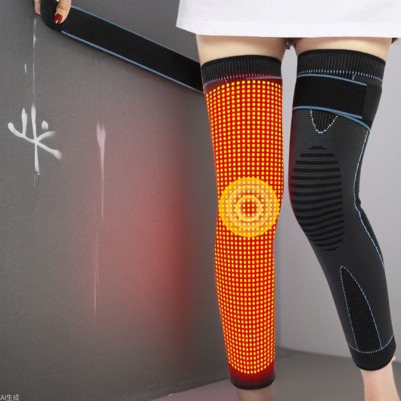 Douyin Popular Spot Extended Warm Knee Pads Knitted Non-Slip Plush Straps Pressurized Mugwort Knee Pads and Leg Covers