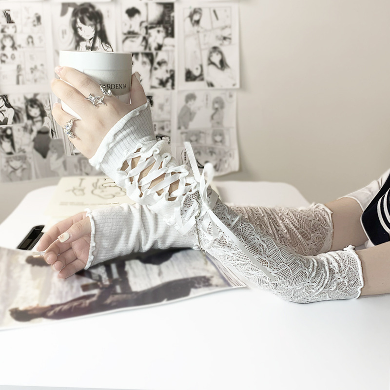 White Lace Sleeve Stitching Strap Japanese JK Thin Summer Sunscreen Spice Lolita Ballet Arm Sleeve