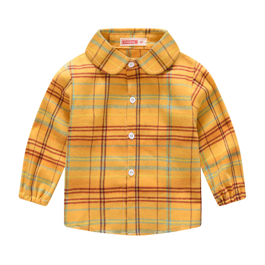 Picture of New children's spring and autumn casual long-sleeved shirt Korean style boys and girls plaid shirt children's trendy brushed shirt