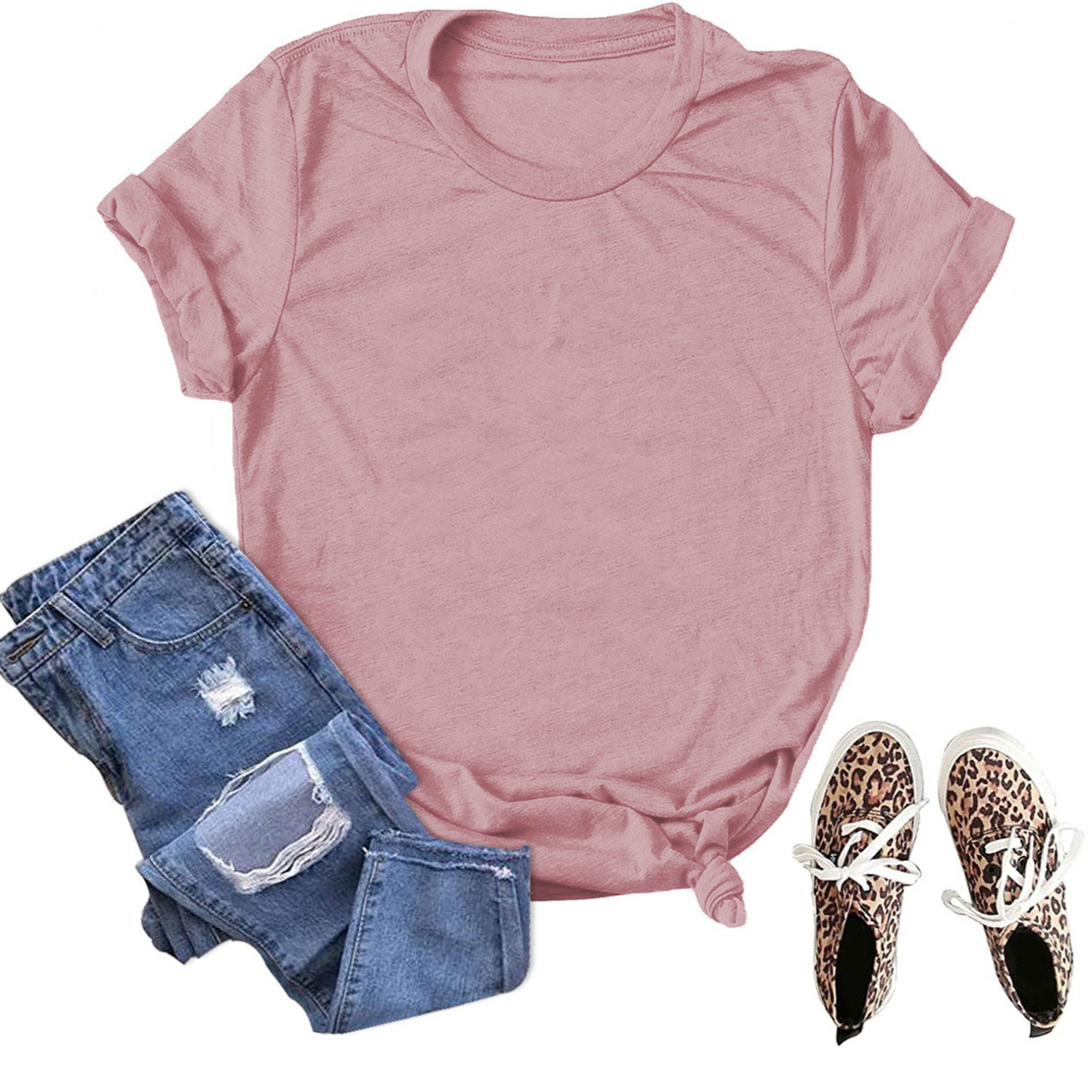 Picture of Spot wholesale foreign trade cross-border solid color blank loose large size T-shirt short sleeve men and women with Amazon wish