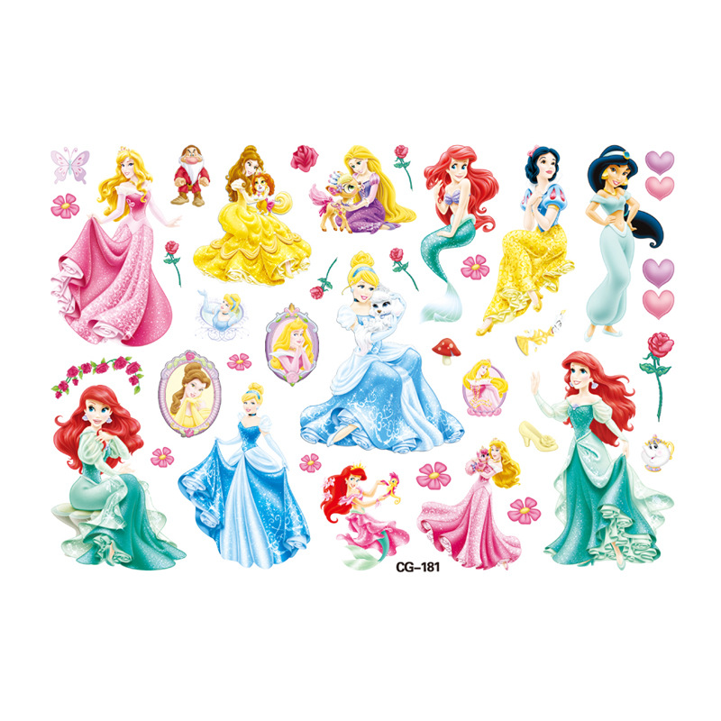 Picture of Children's Tattoo Stickers Birthday Party Tattoo Stickers Transfer Stickers Foreign Trade Snow White Sleeping Beauty Mermaid