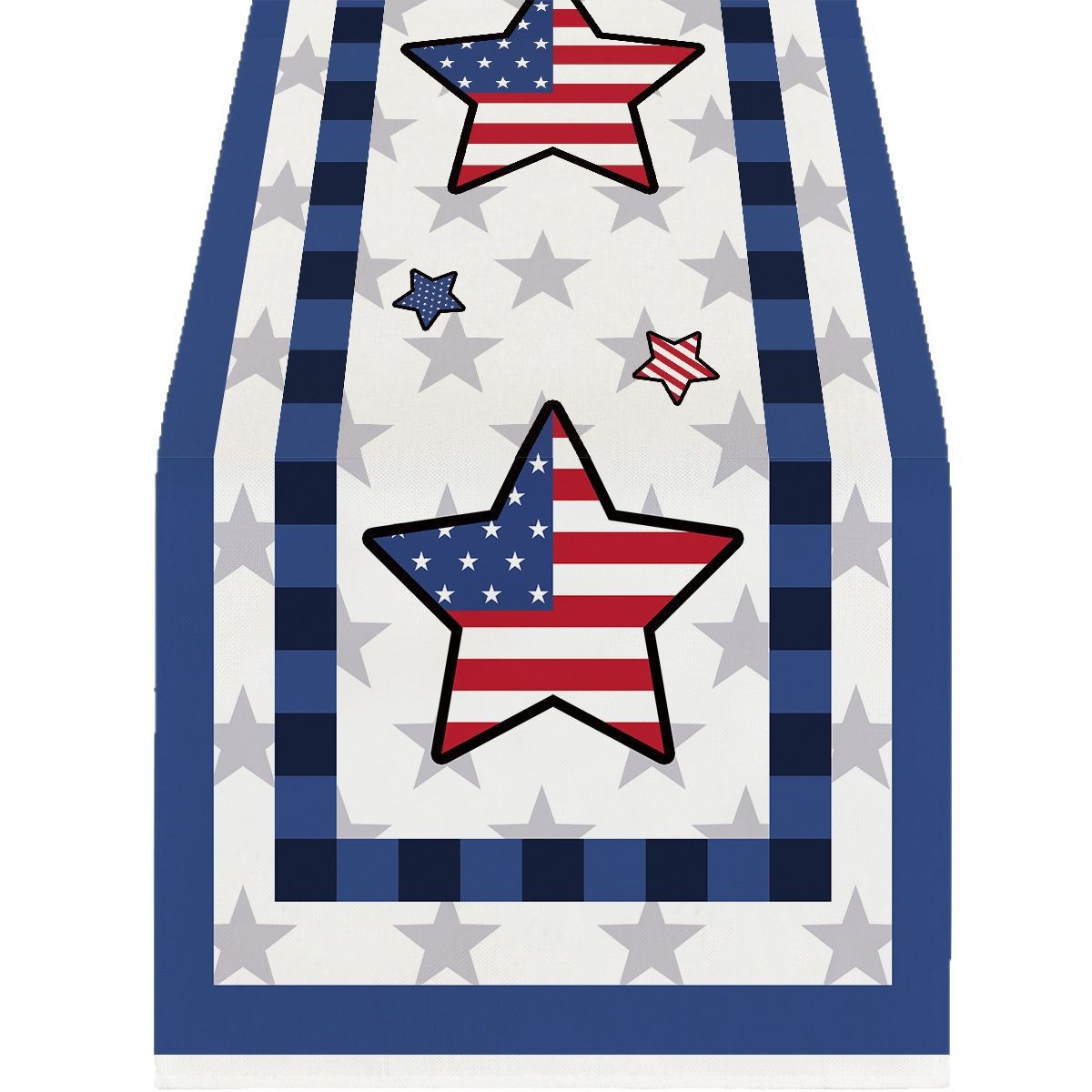 Picture of Explosions US Independence Day Decorative Table Runner Linen Star-stripe Printed Tablecloth Patriot Holiday Atmosphere Table Runner