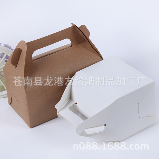 Packing carton box portable western point box mousse box dessert packing box Kraft paper box pastry bag Korean style