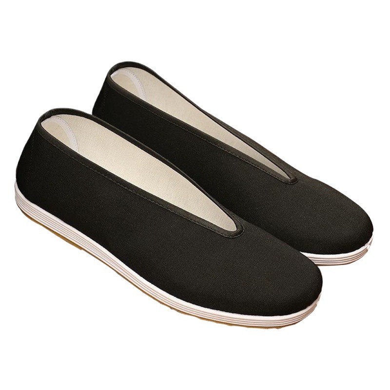 Spring and Summer Old Beijing Cloth Shoes Men's Shoes Comfortable Middle-aged and Elderly Single-layer Shoes Lightweight Breathable Round-mouth plus size Soft-soled Cloth Shoes for Men
