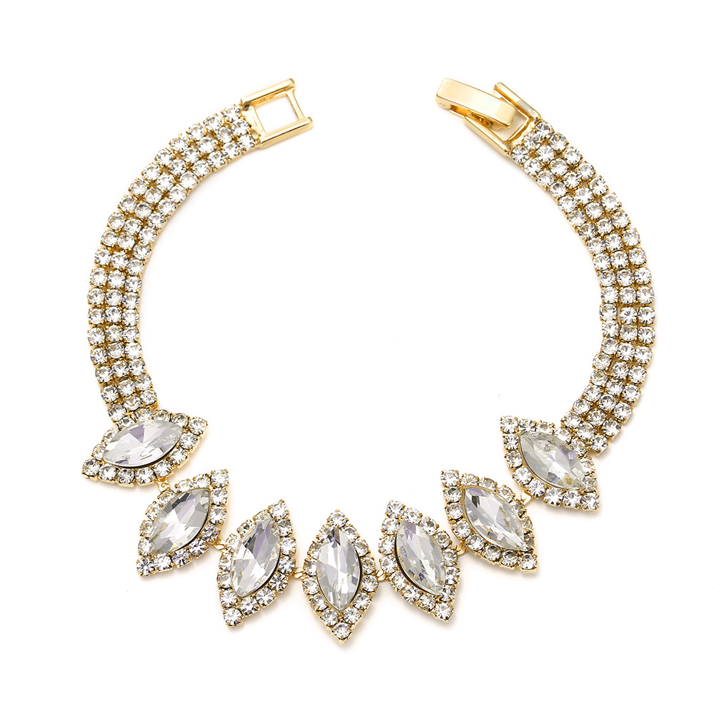 Picture of Brilliant diamond zircon water drop necklace earrings bride wedding jewelry shooting jewelry set wholesale