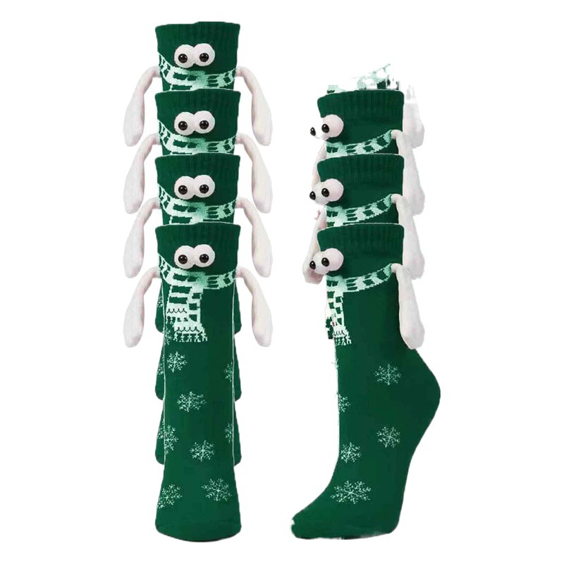 Amazon popular eye holding socks couple holding feet Christmas socks iron-absorbing stone mid-calf socks gift Christmas decoration