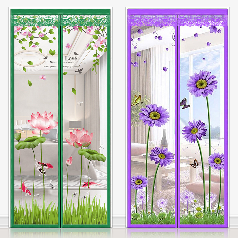 Picture of Velcro Anti-mosquito Door Curtain Magnet Self-Absorbing Household Partition Screen Door Magnetic Summer Mosquito Nets Screen Window Hole-free Anti-fly