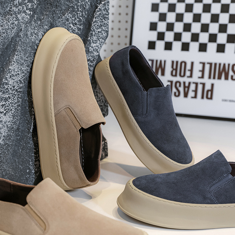 Picture of Men's Thick-Soled Low-Top Suede Loafers, Fashionable Retro British Style Lazy Slip-On Leather Shoes Trend