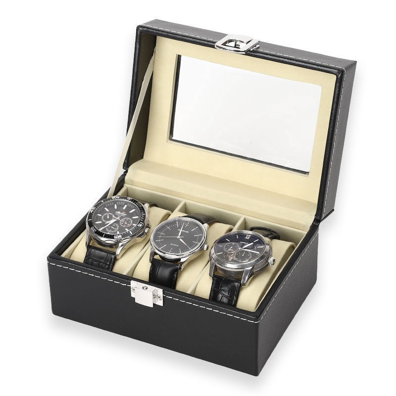 Picture of New 3-Slot Watch Display Case Pu High-End Business Watch Storage Box Family Portrait Box Wholesale Skylight Design