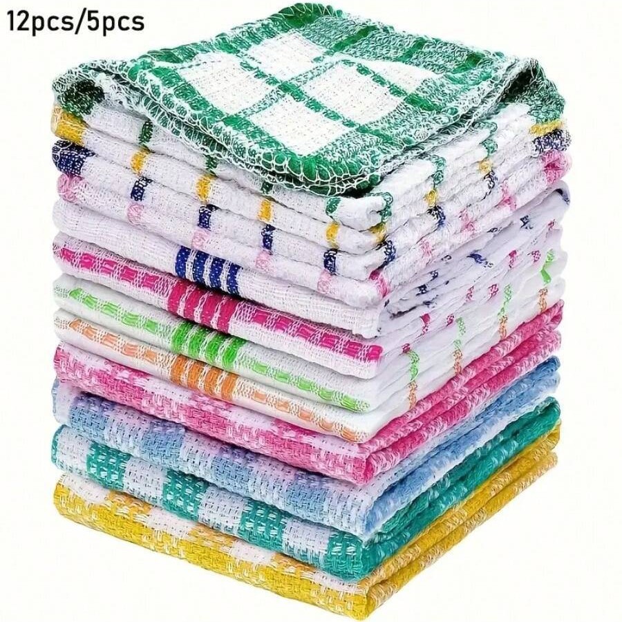 Cross-border Amazon Polyester Cotton Plaid Cleaning Square