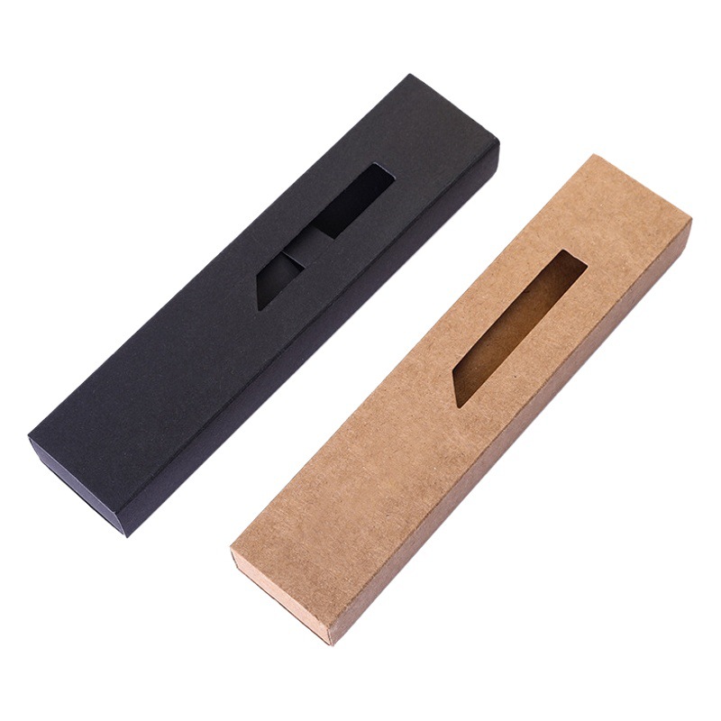 A large number of spot black open window pen box printed logo paper gift pen packaging box drawer type ball pen box