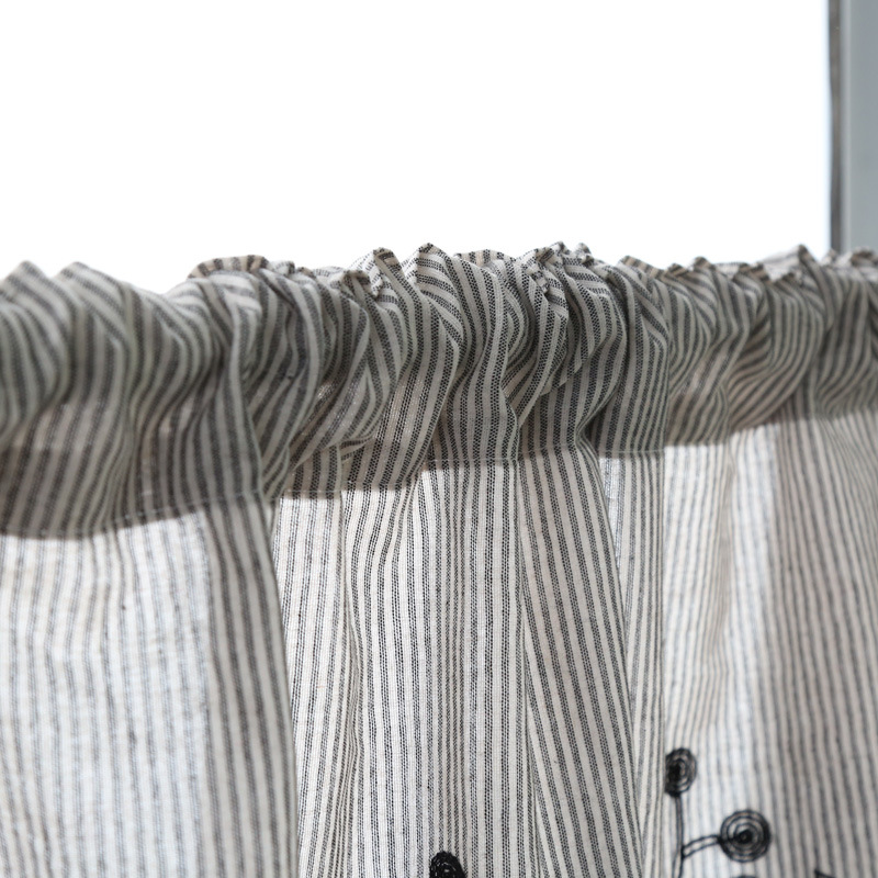 Picture of Beautiful elements of antique cotton embroidered curtain kitchen half curtain non-perforated wear Rod decorative hanging curtain factory wholesale