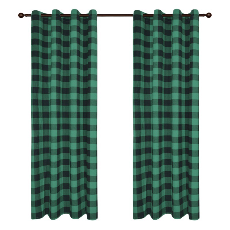 [Picture] Daifa Christmas Plaid Curtain Finished Bedroom Amazon Foreign Trade Cross-border Holiday Curtain