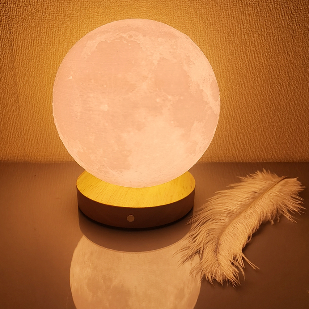 Picture of Moon Light Rotating Sleep Moon Night Light Bedroom Desk Rechargeable Table Lamp Bedside Lamp Creative Gift Atmosphere Lamp