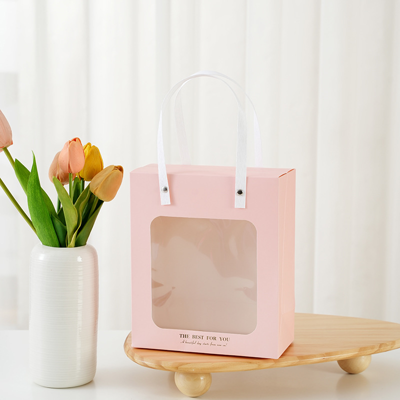 Flower Bag Transparent Window Opening Gift Bag Flower Doll Window Bag Tanabata Mother's Day Bag Gift Bag