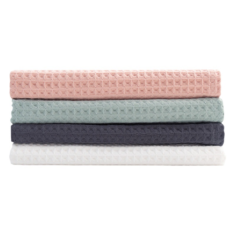 Pure Cotton Double-Layer Waffle Honeycomb Square Towel Bath Towel Set Three-Piece Set, Absorbent, Soft, and Skin-Friendly for Group Purchase