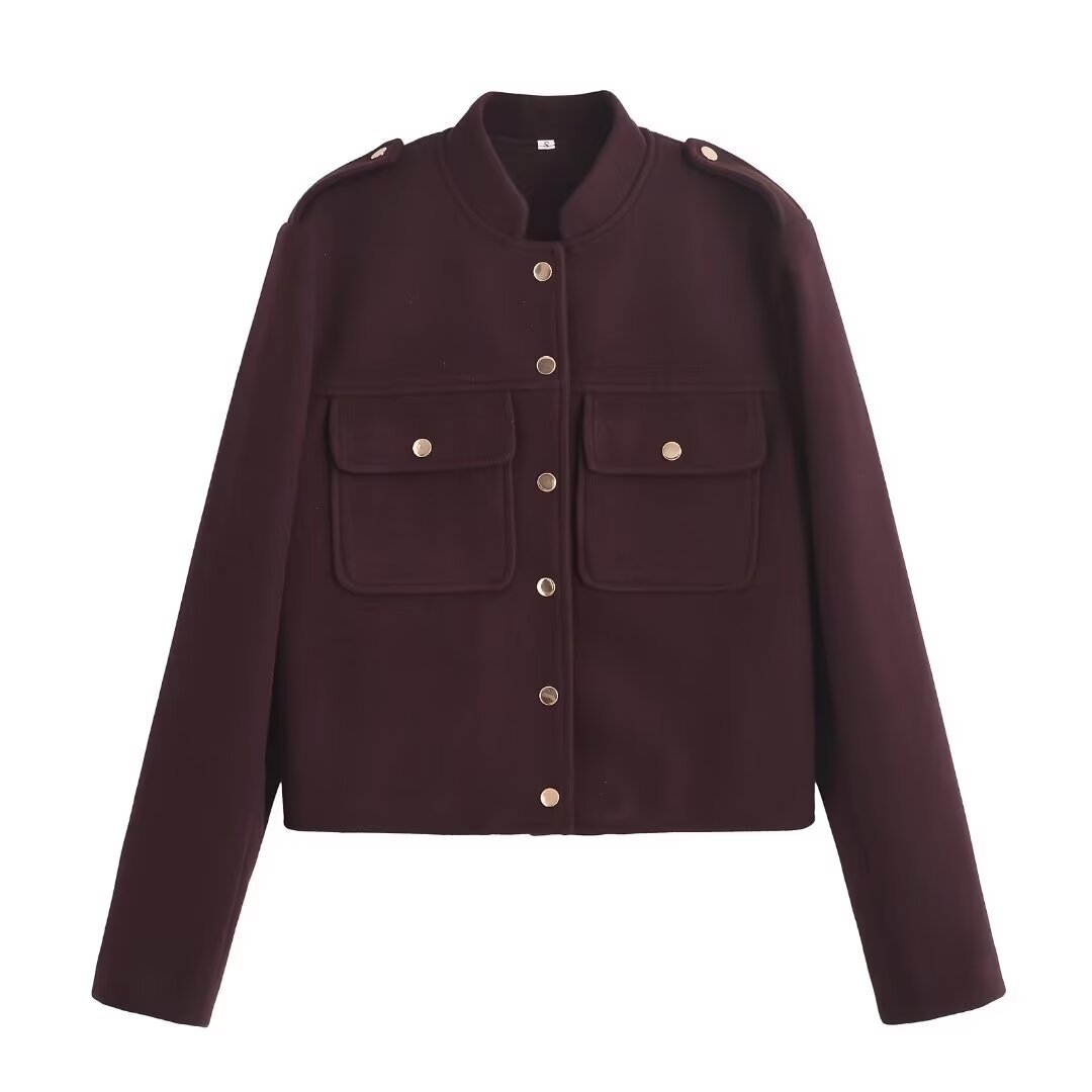 Picture of Women's autumn and winter woolen coat 2024 winter new European and American style long sleeve collar regular