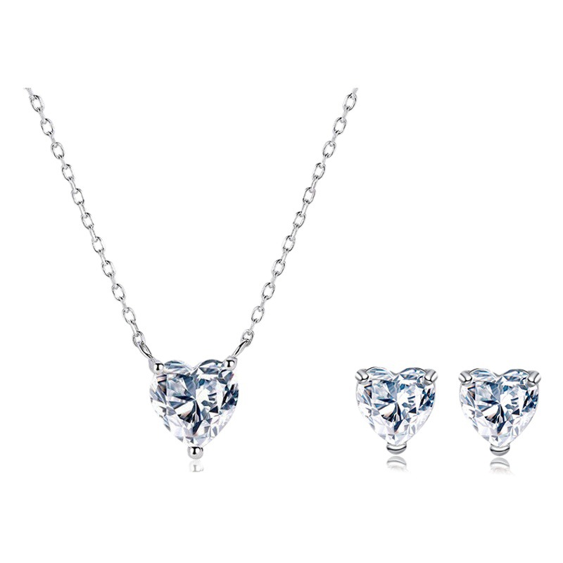 E-Commerce European and American Cross-Border Foreign Trade Fashion Set Earrings Necklace Zircon Creative Heart-Shaped X6227-E4877 Jewelry