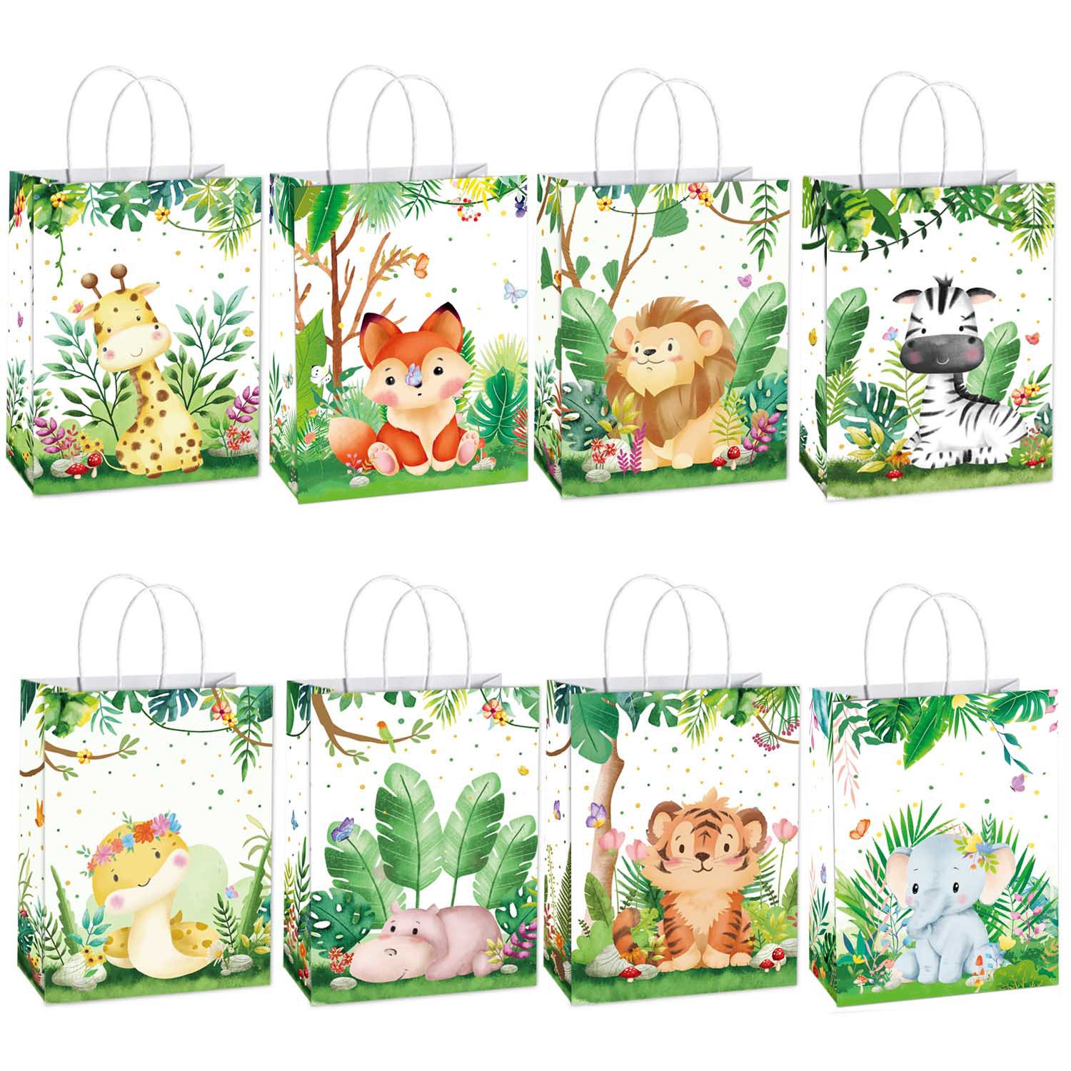Amazon New Cute Wind Jungle Animal Gift Bag Birthday Party Shopping Gift Paper Bag Jewelry Tote Bag