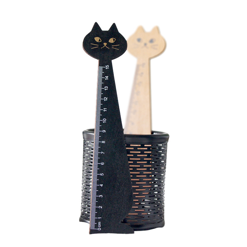 Picture of Creative Cute Cat Wooden Ruler Drawing Drawing Scale Student Stationery K-Style Wooden Handbook Ruler