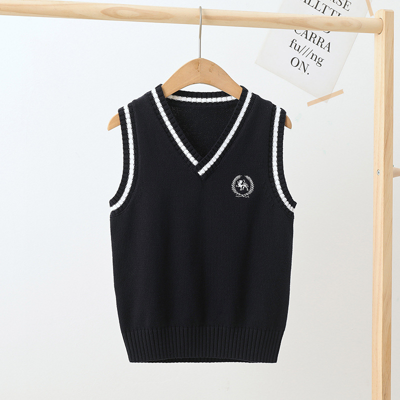 Picture of Children's Knitted Vest College-style Sweater Vest Student Stylisch Pullover Vest Girls Boys White Waistle