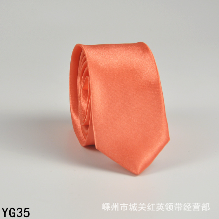 Picture of Solid color tie men's casual 5cm Korean style artificial silk narrow tie for workplace wedding business administrative wholesale