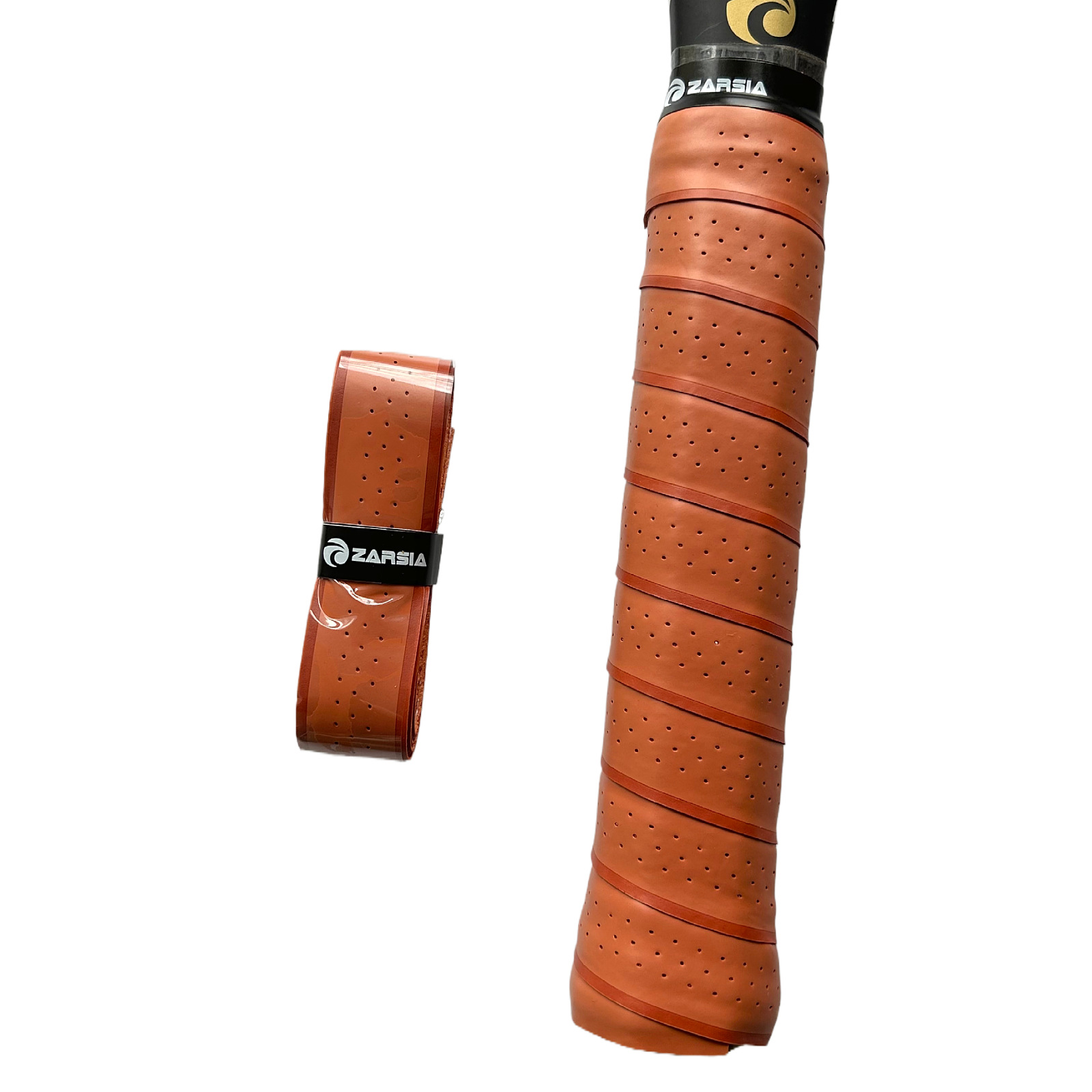 New Perforated Inner Handle Leather Pickleball Wrapping Tape Wear-Resistant Non-Slip Red Earth Color Beach Racket Handle Leather Bottom Glue