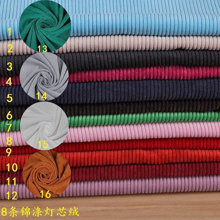 Factory Wholesale In-Stock 8-Strip Thick and Thin Corduroy Fabric for Fashion Clothing, Cushion, Shoulder Bag Fabric, 8-Strip Nylon-Polyester Corduroy Fabric