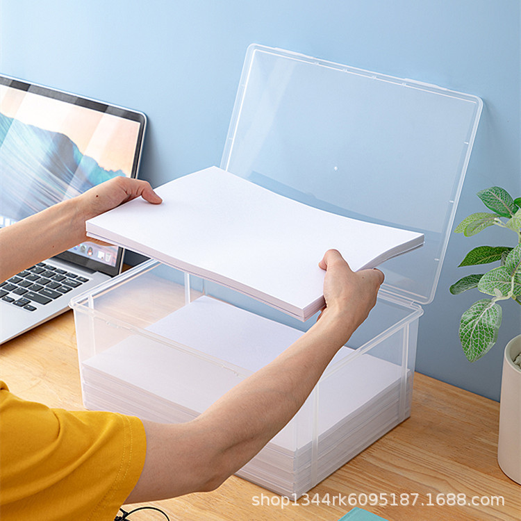 Transparent Plastic Large A4 Paper File Storage Box Bill Information Tool Book Document Organizer Storage Box Rectangular