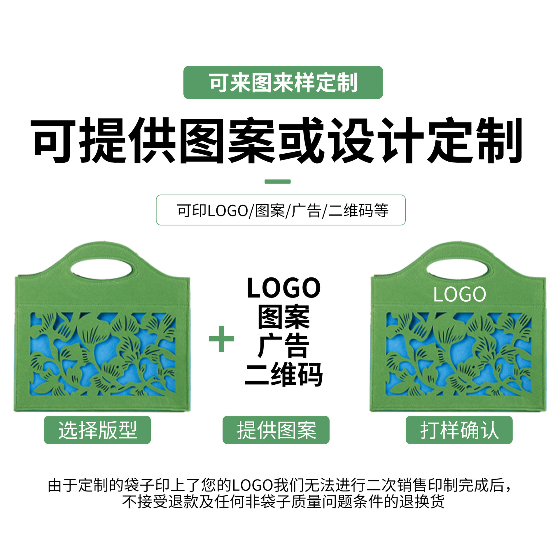 Picture of New Chinese-Style Felt Tote Bag, Large Capacity, Hollow-Out Design, National Style Felt Storage Bag