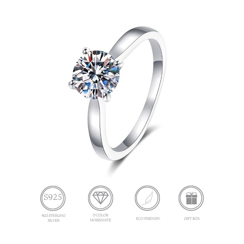 Picture of SOURCE manufacturer closed-mouth classic four-claw moissanite diamond ring S925 sterling silver diamond micro-inlaid European and American ring