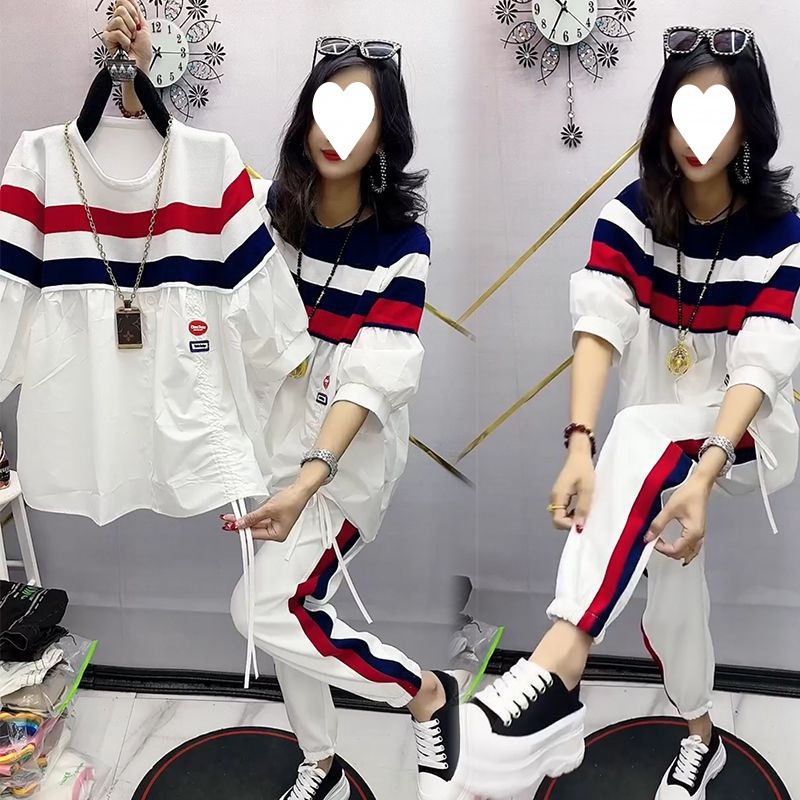 Spring 2023 New Fashion Suit for Women, Slim, Loose, Large Size, Versatile, Belly-Covering Two-Piece Set