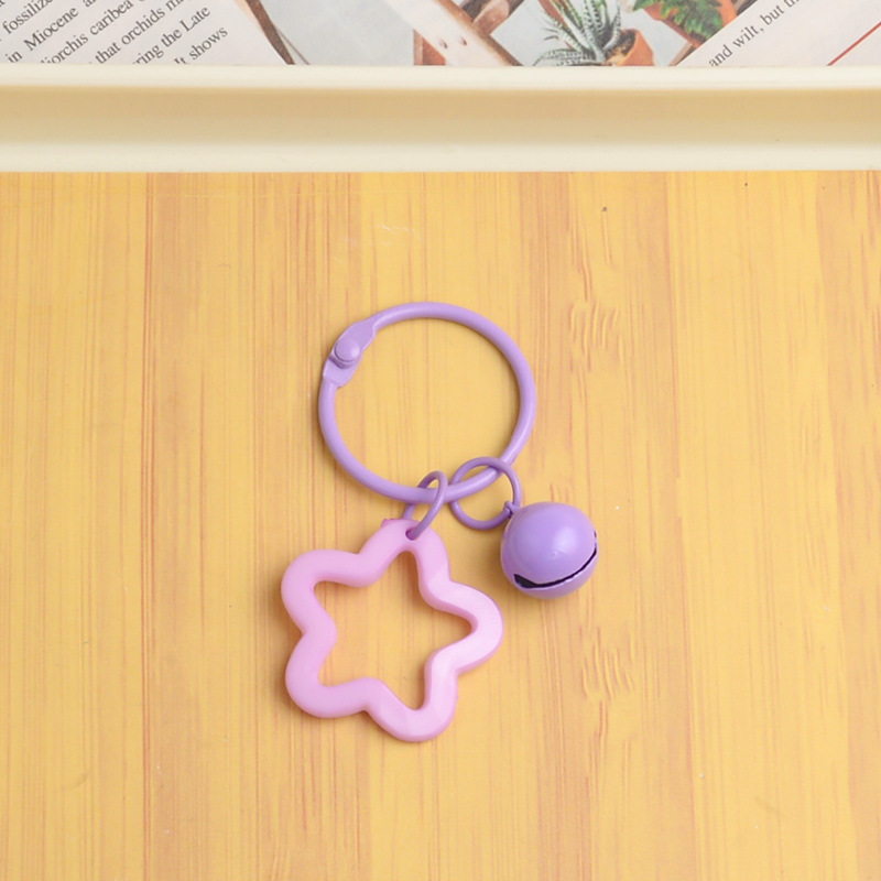 Picture of Korean Style Hyun-a Small Fresh Color Small Flower Bell Keychain Tanabata Gift Key Ring Bag Women's Hanging Accessories