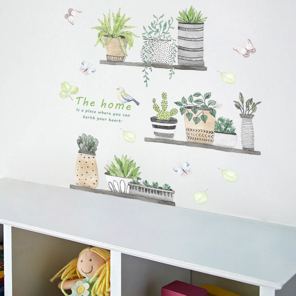 Picture of Y830-z new style personalized creative study color plant potted wall stickers bedroom living room decoration