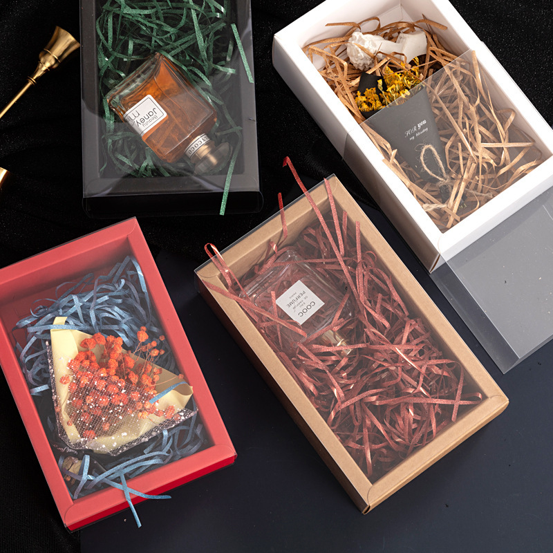Internet Celebrated Bookmark Gift Box Kraft Paper Bronzing PVC in stock Drawer Box Square Card Package Carton Customization
