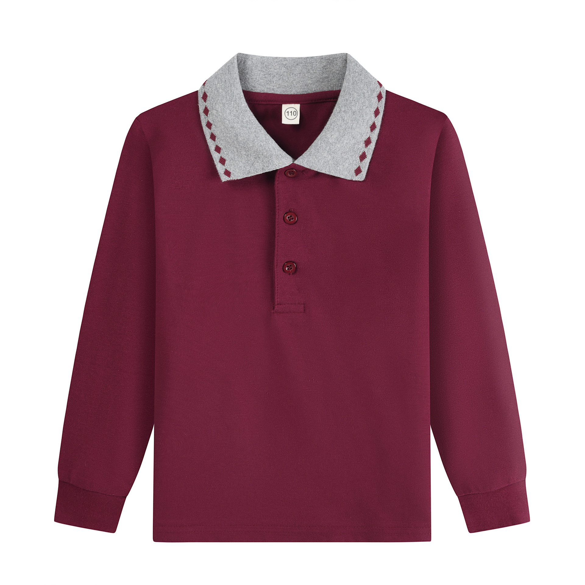 Picture of Boys' polo shirt long sleeve T-shirt children's cotton school uniforms girls lapel garden clothes White bottoming shirt a generation of hair