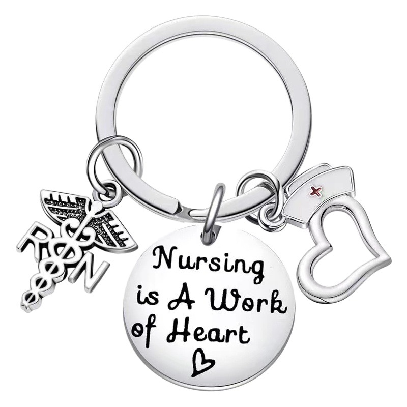European and American nurse's day Nursing is a work of heart hot selling Doctor gift stainless steel keychain