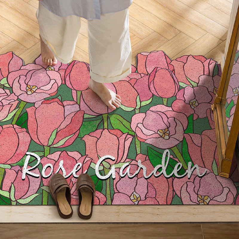 Monet Garden Floor Mat for Entrance Dirt Resistant Wash-free Silk Ring Light Luxury Modern Door Cuttable Carpet Mat