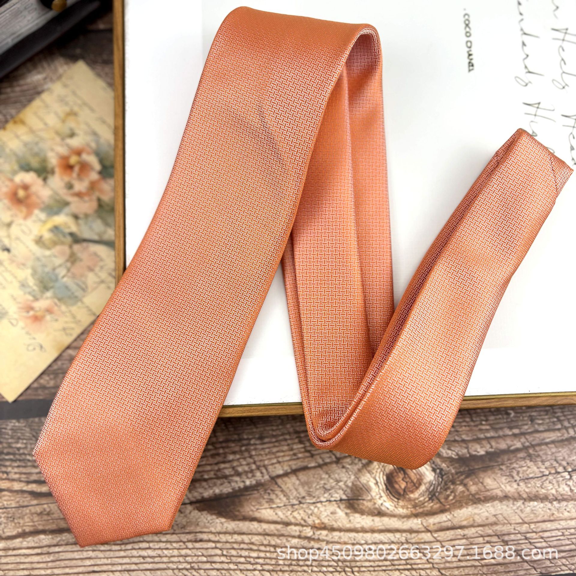 Picture of Retro Casual Clear Color Texture Tie Solid Color Men's Professional Dress Gentleman Working Groom Wedding Cafe Green